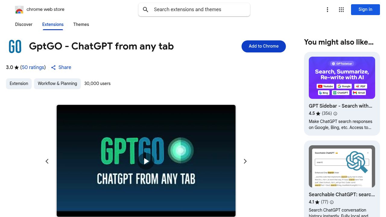 GPTGO – Chrome Extension