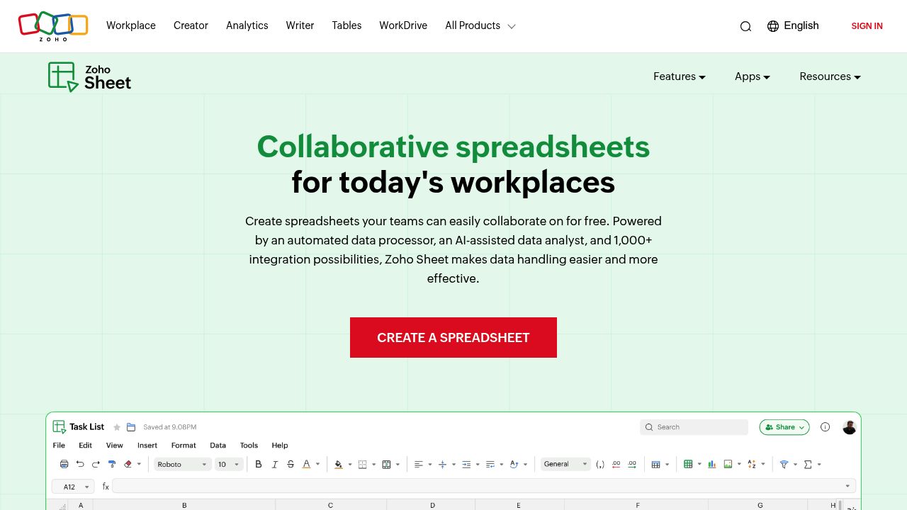 Zoho Sheet